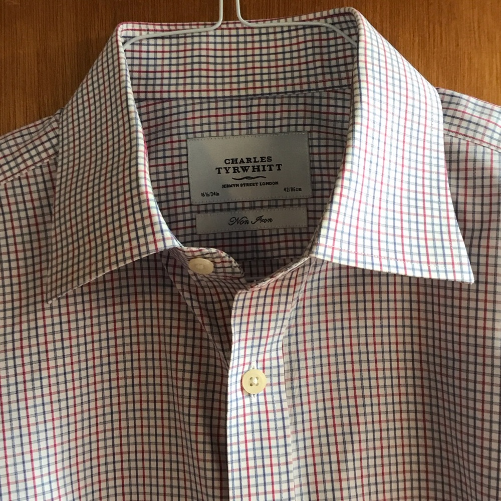 Charles Tyrwhitt Blue and Red Windowpane Dress Shirt